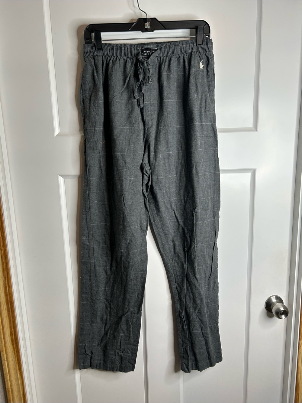 Polo Ralph Lauren Men's Medium Sleepwear Pajama Pants Gray Plaid Drawstring 4461
